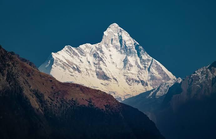 Snow-covered Himalayan peak near Gangotri and Yamunotri in Uttarakhand